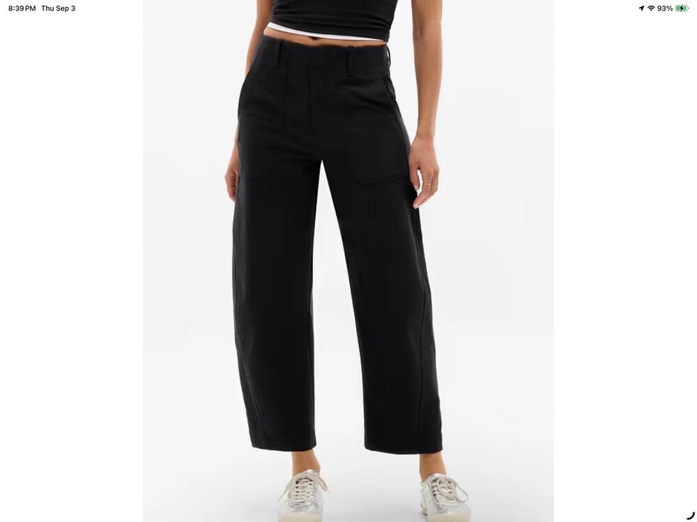 Athleta Women's Skyline High Rise Black Barrel Leg Pant Size 10P